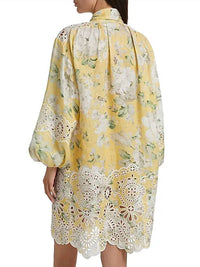 Zimmermann - Acacia Broderie Tie Neck Mini Dress