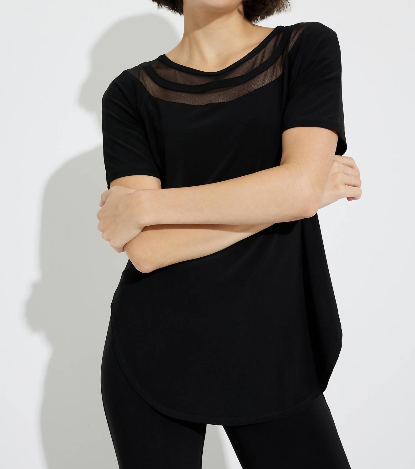 Joseph Ribkoff Blaire Short Sleeve Tunic Top in black - women's shirt - detail view