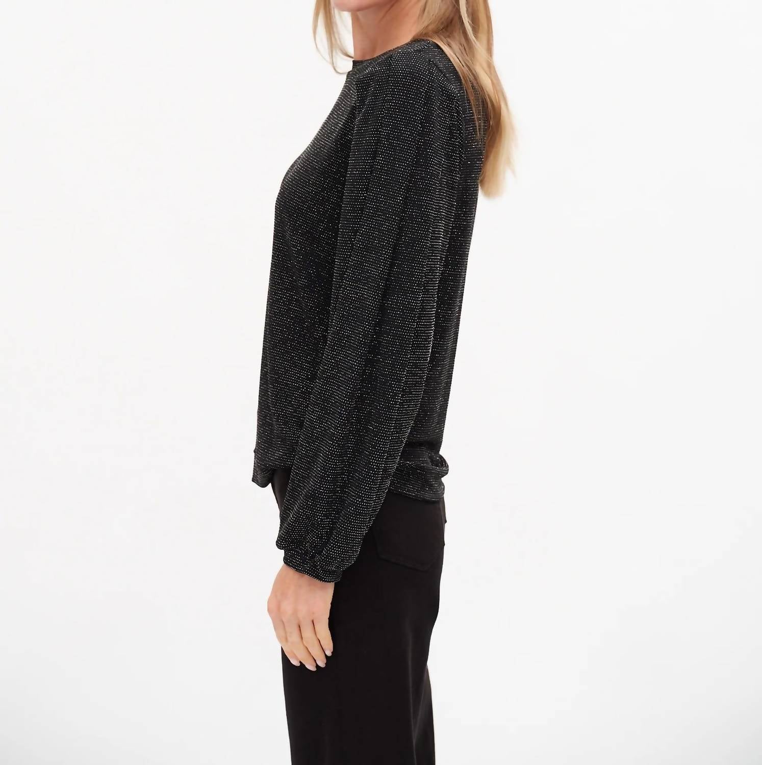 SIX/FIFTY Brielle Lurex Top in black - women's long sleeve top - alternate view