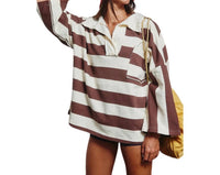Bucketlist - The Sideline Striped Open Collar Top