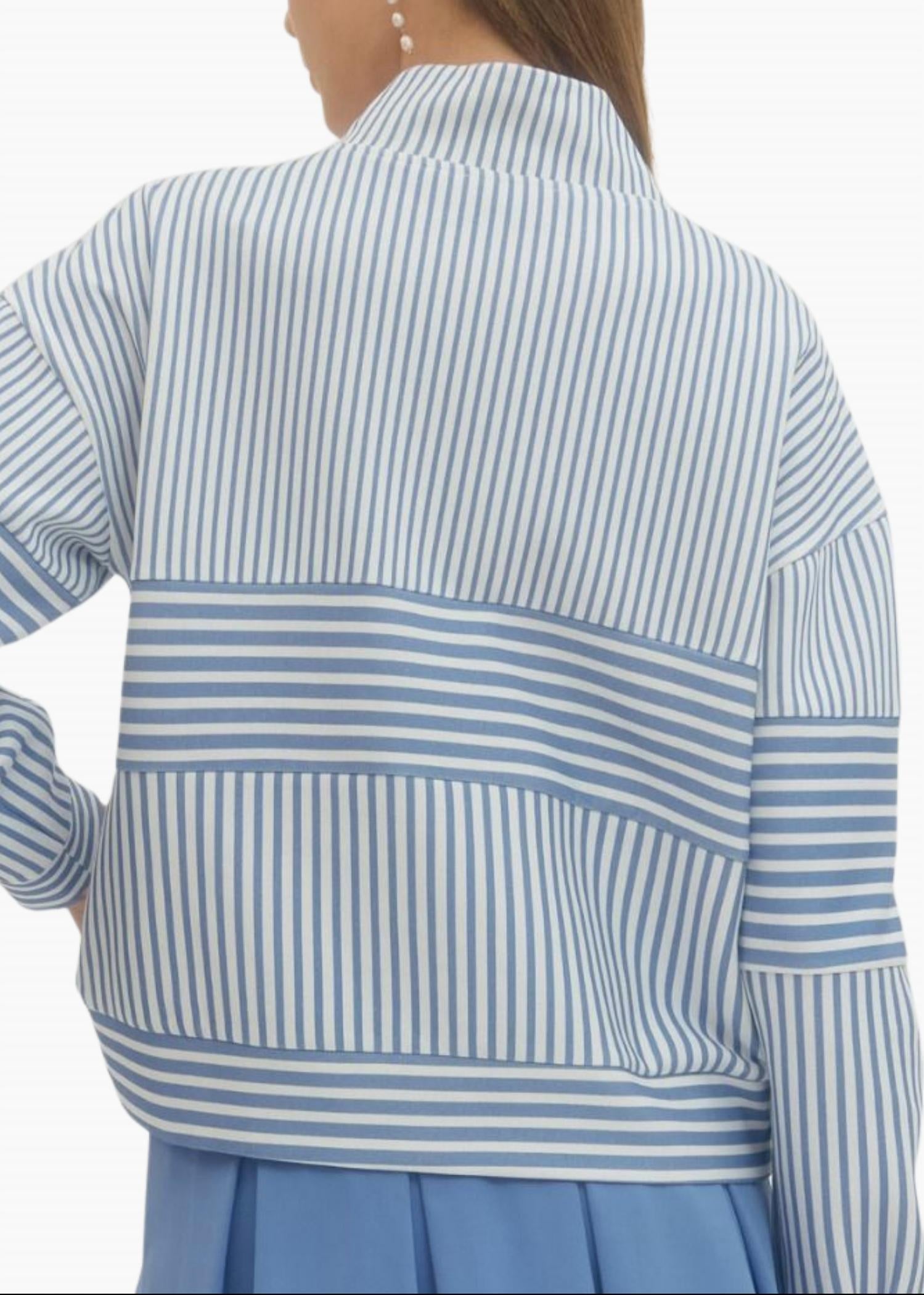 entro Hudon Pullover Top in blue - women's long sleeve top - detail view