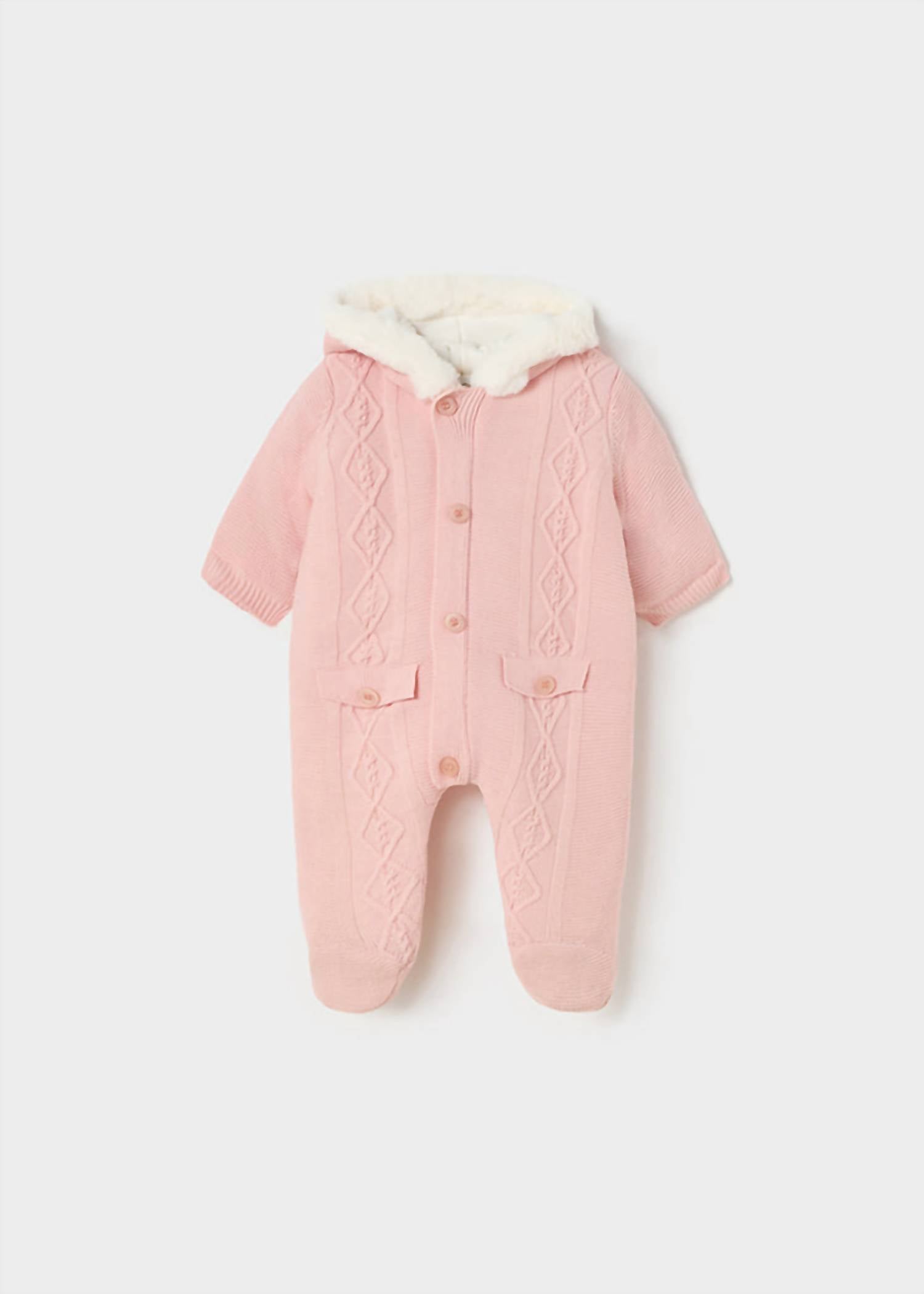 Mayoral - Girls Baby Winter Knit Zipper Hoodie Jumpsuit