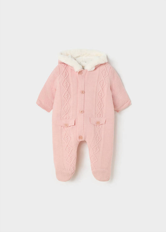 Mayoral - Girls Baby Winter Knit Zipper Hoodie Jumpsuit