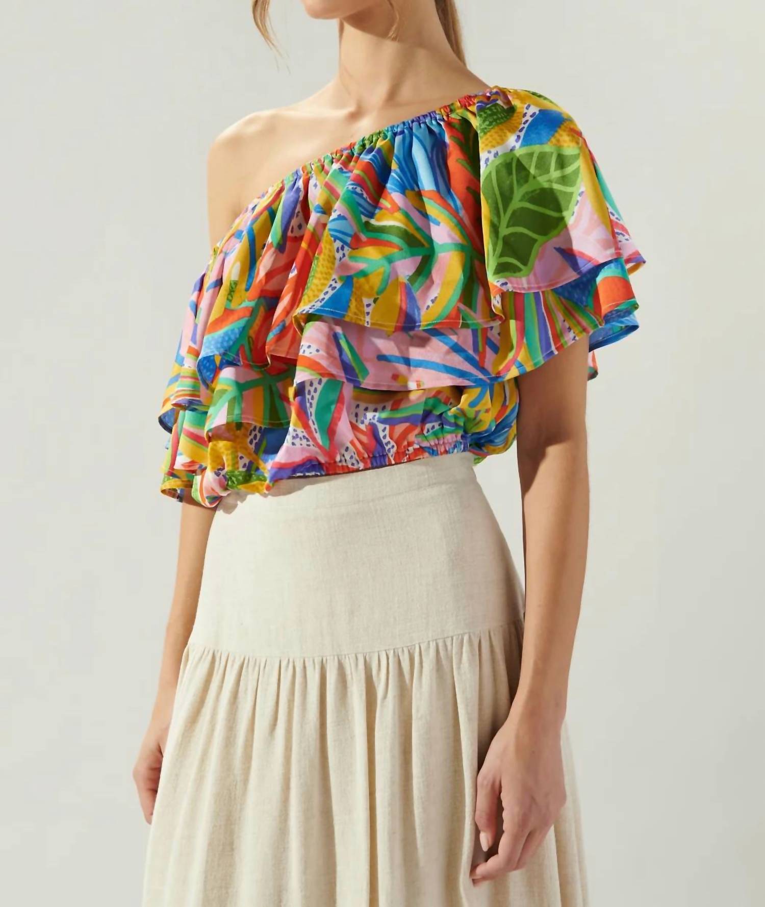 Sugarlips - Nadine One Shoulder Ruffle Blouse