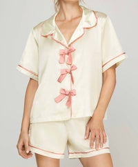 She + Sky - Satin Short Sleeve Pajama Set