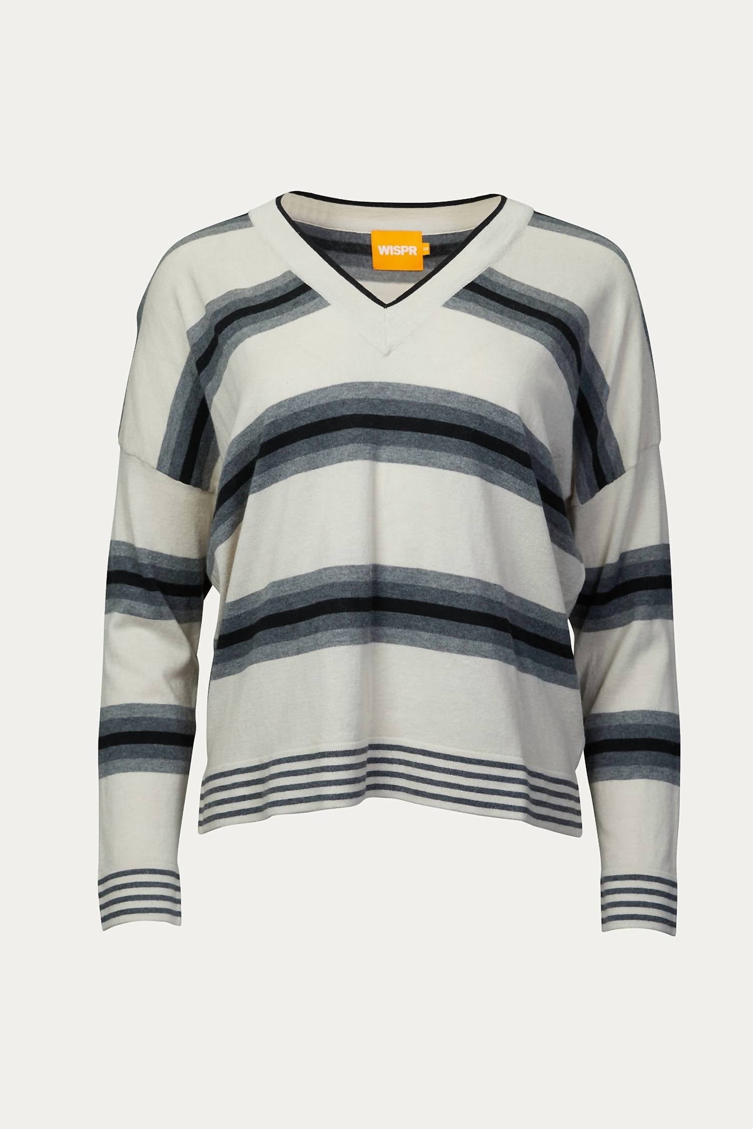 GRADIENT STRIPED V-NECK JUMPER