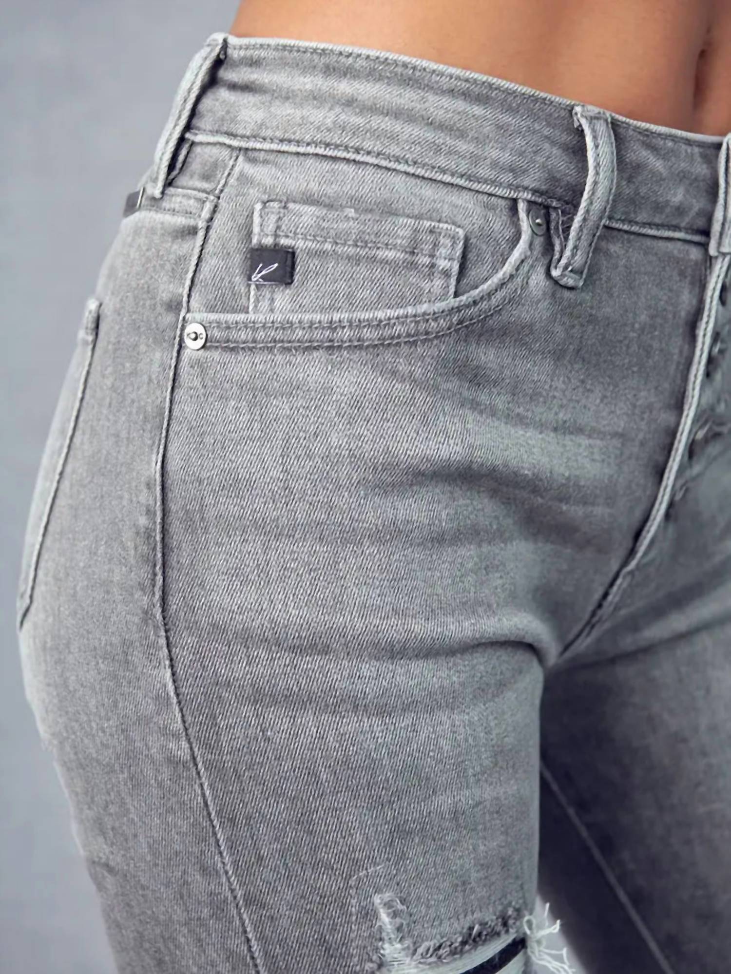 Kancan - Distress High Rise Skinny Straight Jean