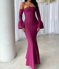 Elliatt - Ella Off-shoulder Bell Sleeve Gown