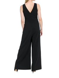 London Times - Bow-Accent Sleeveless Wide-Leg Jumpsuit