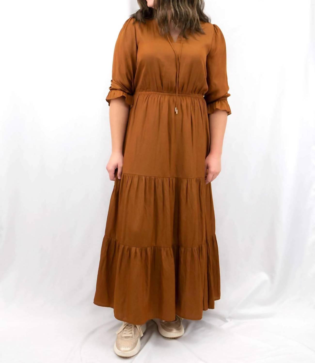 Skies Are Blue - Long Sleeve Ruffle Maxi Dress