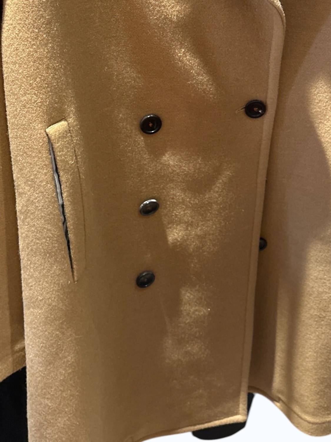 thesalting Men's Salted Wool 3/4 Length Peacoat in camel - men's jacket - detail view