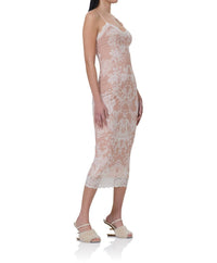 Afrm - Nissa Nude Mesh Baroque Wallpaper Print Mesh Slip Dress