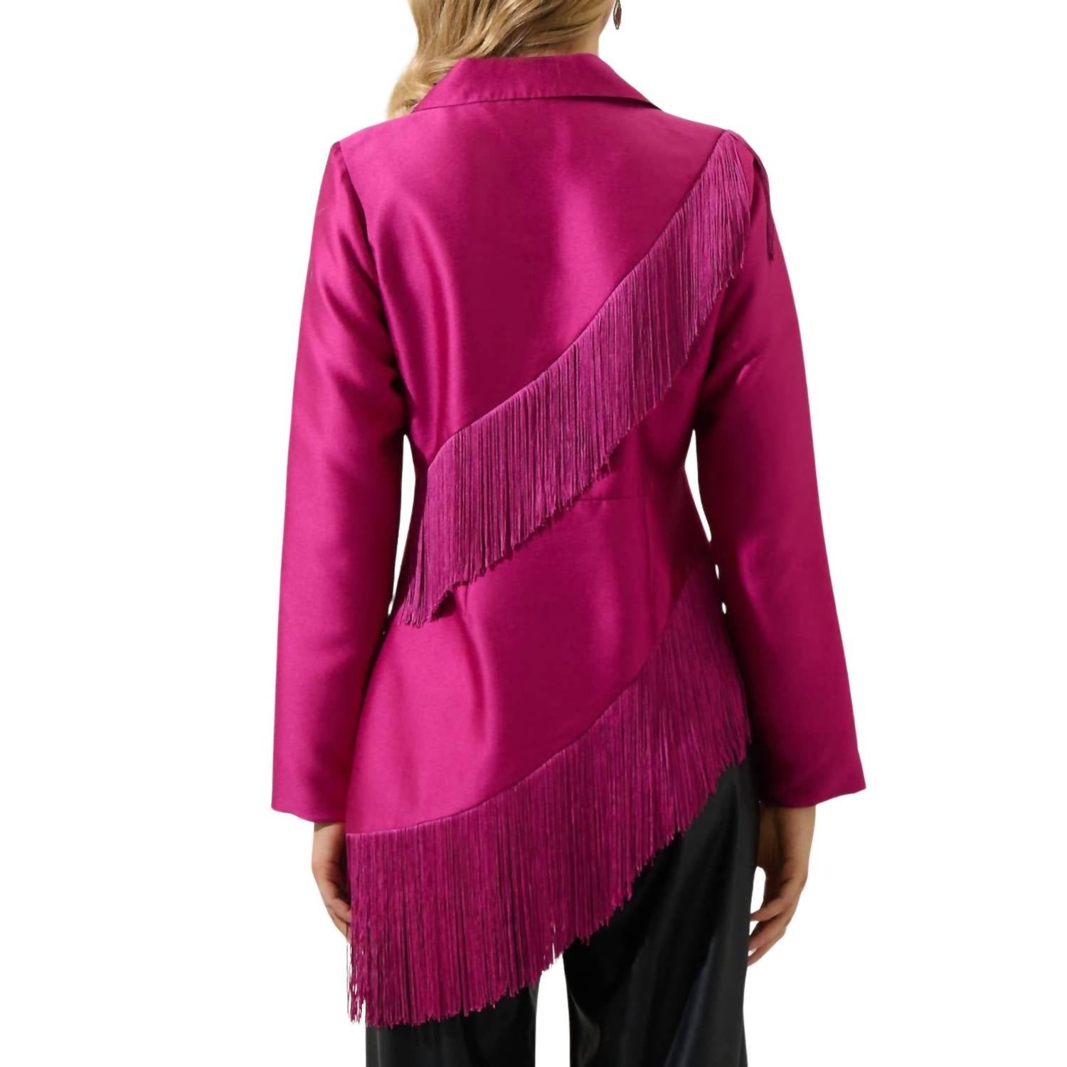 Sugarlips - Lettie Satin Fringe Blazer Jacket