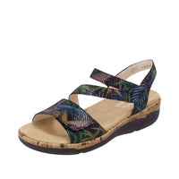 Remonte Women's Flat Sandals in black multi - women's sandal