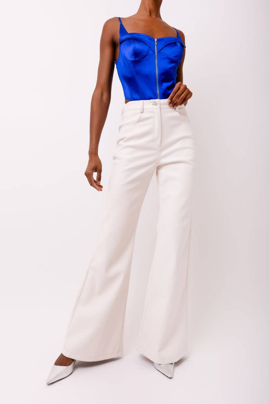 Amylynn - Faux Leather Flared Wide Leg Matte Pants
