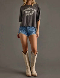 Panache Apparel - Support Live Country Music Cropped Tee