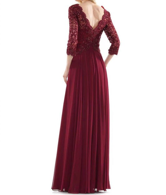 Marsoni By Colors - quarter sleeve scalloped lace gown