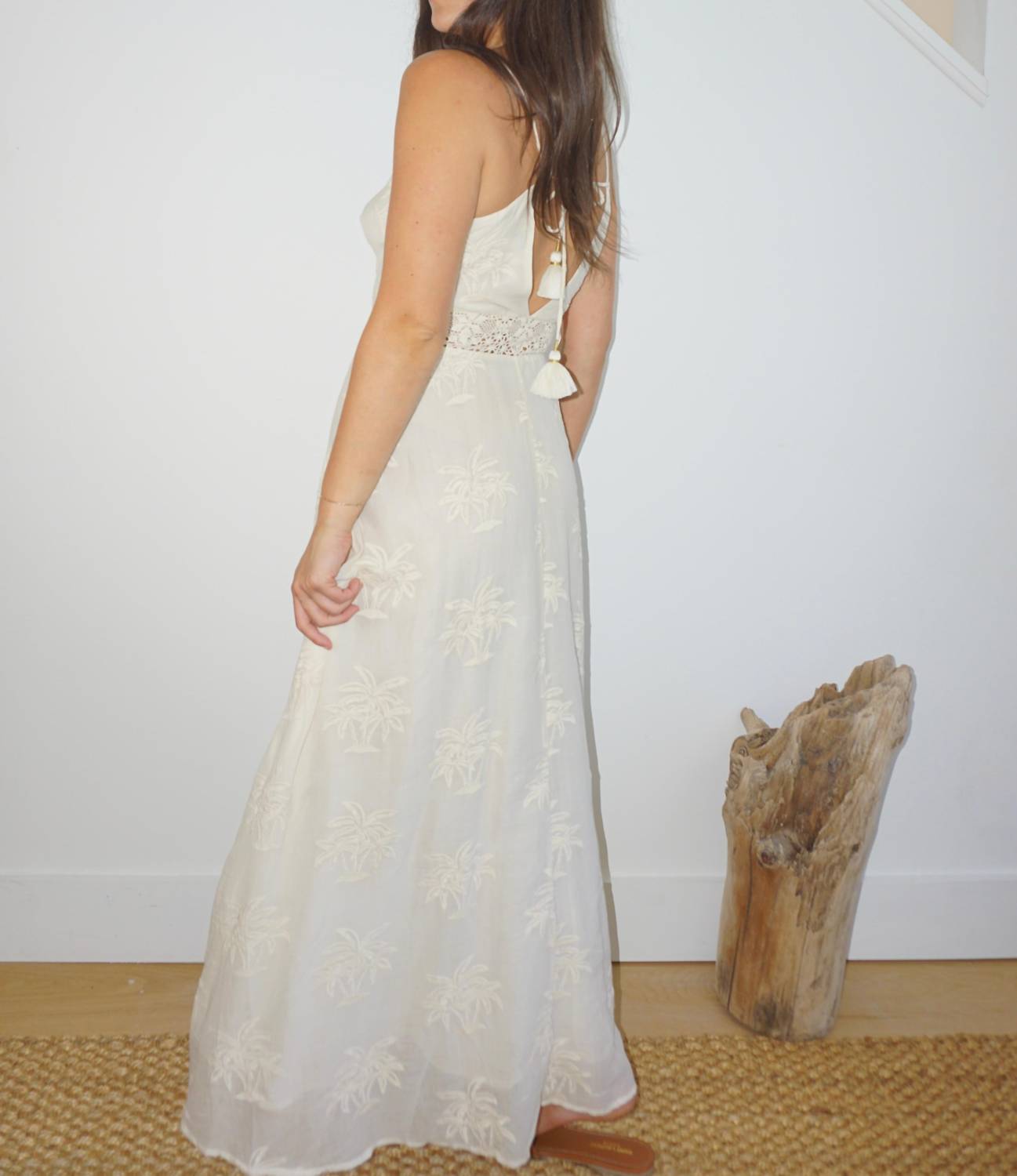 NIBI MTK Isabella Dress in cream palm embroidery - women's dress - view 5