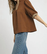 Umgee - Stripe It Lucky Faux Half-Zip Top