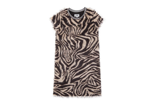 Mia - Kid's Tiger Short Sleeve Fringe Dress