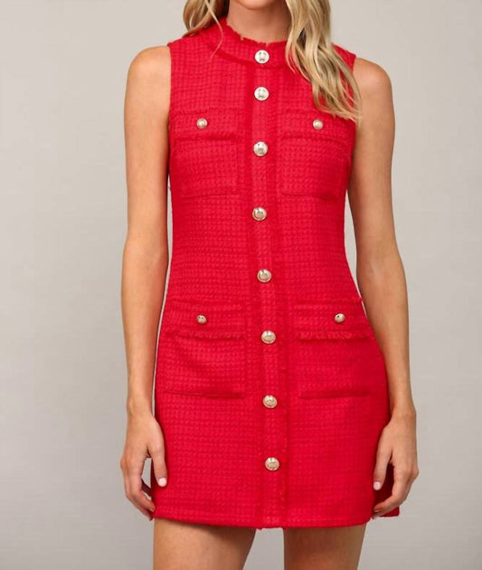 Fate - Front Patch Pocket Tweed Dress