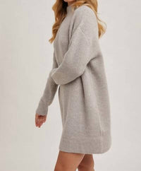 Bluivy - Mock neck knit sweater mini dress