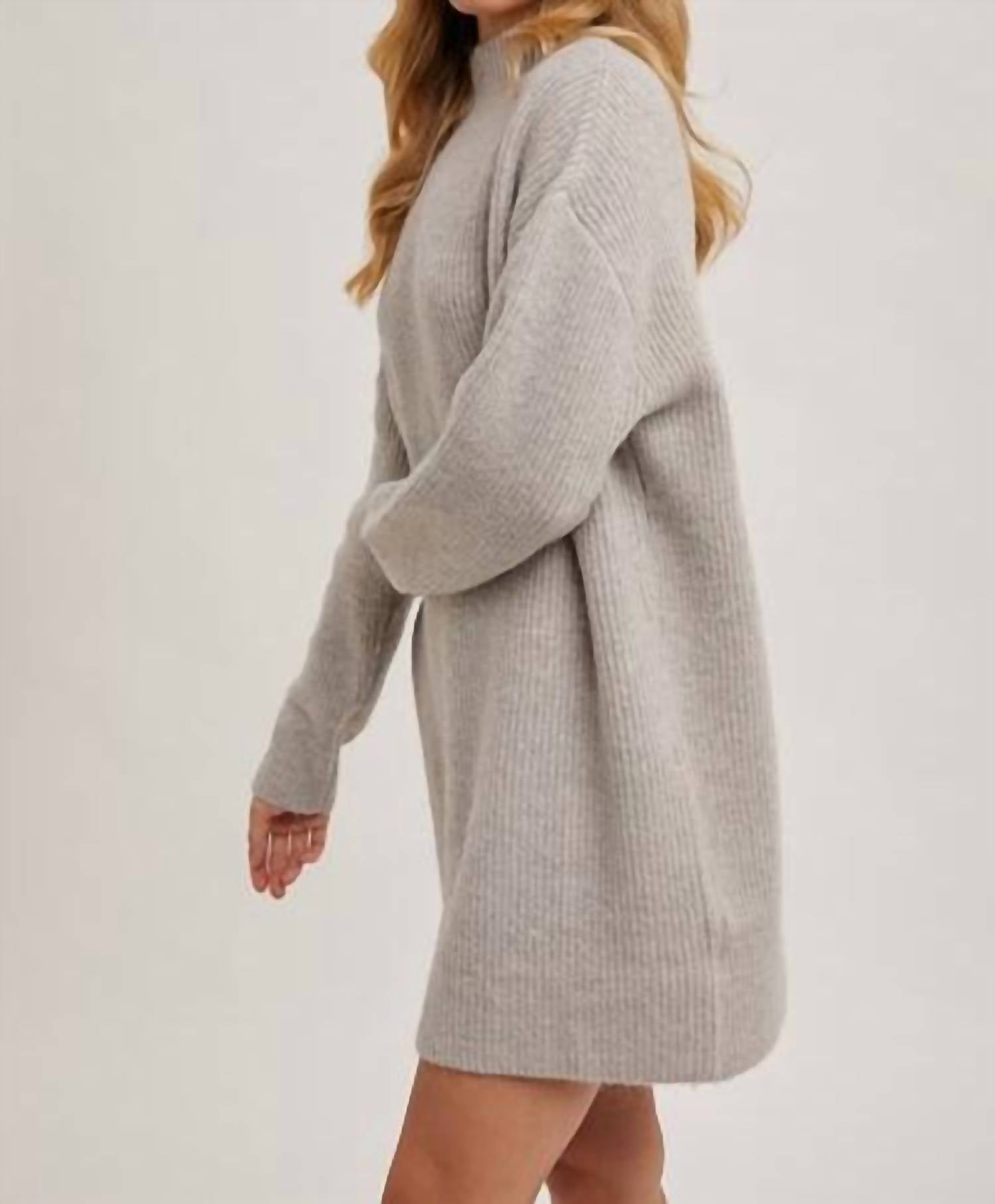 Bluivy - Mock neck knit sweater mini dress