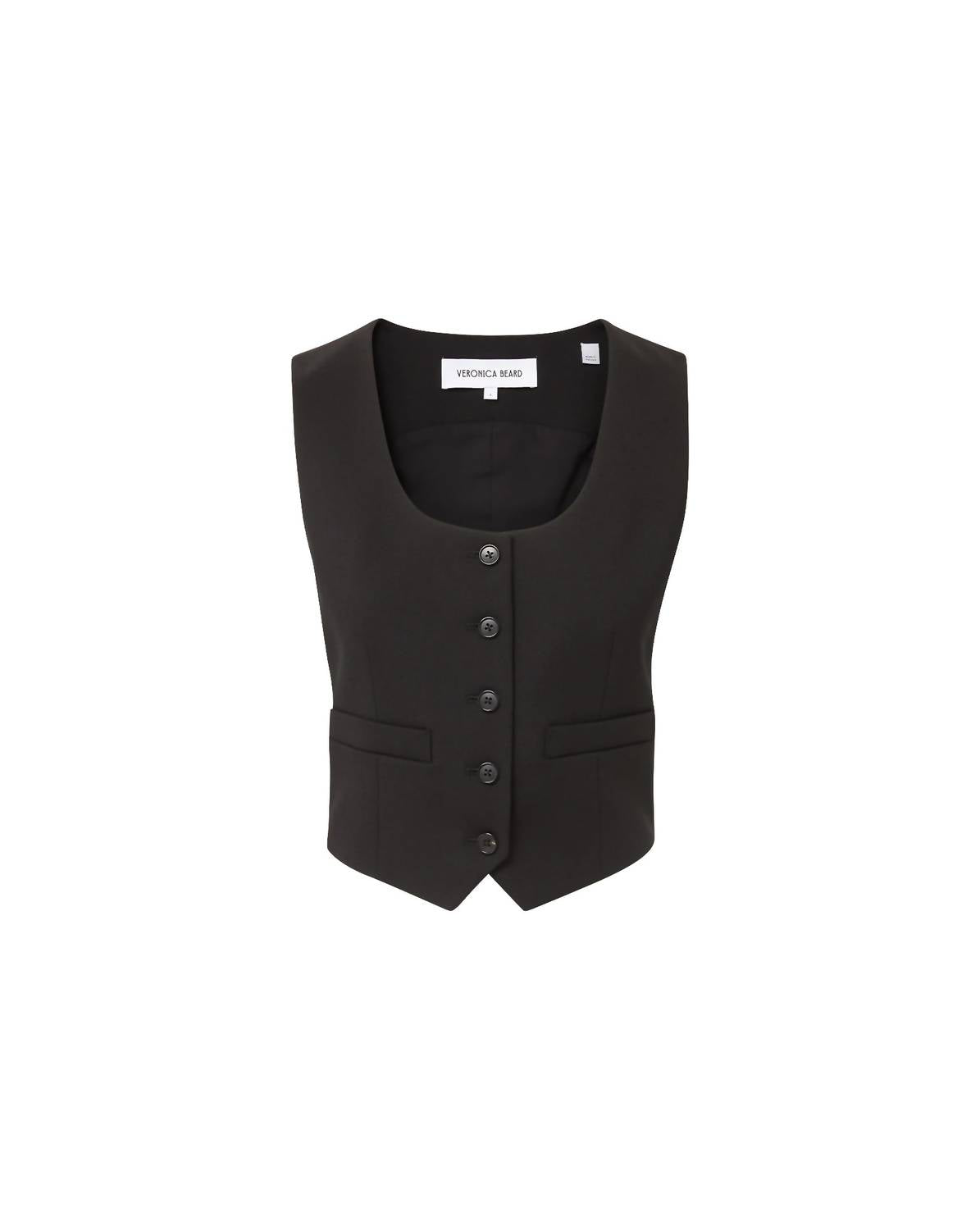 Veronica Beard Morris Wool Vest in black - women's jacket - view 5