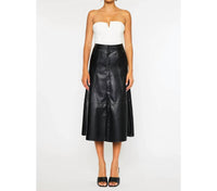 Kancan - High Rise Leather Midi Skirt