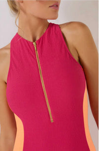 Hermoza - Margaret High Neck Zipper One-piece Swimsuit