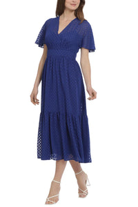 Maggy London - Short Sheer Sleeve Midi Dress