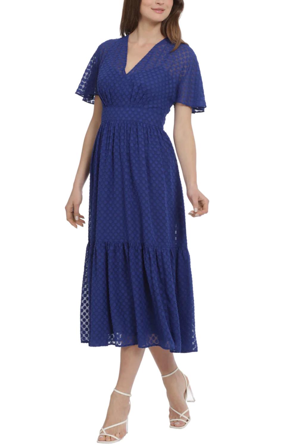 Maggy London - Short Sheer Sleeve Midi Dress