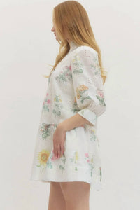 Entro - Floral Eyelet Embroidered Mini Dress