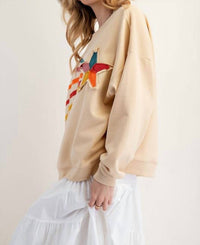 Easel - Rising Star Patch Terry Knit Pullover