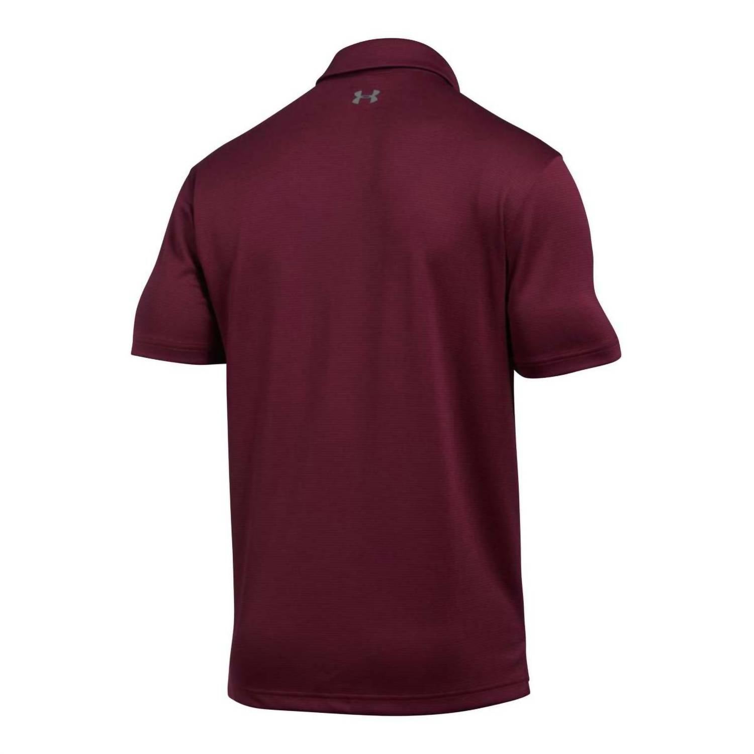 UNDER ARMOUR Men's Tech Polo in maroon - men's shirt - detail view