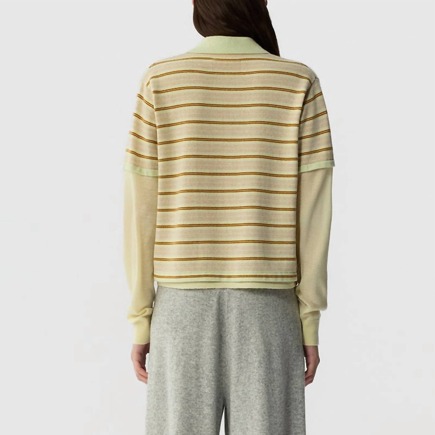 Guest In Residence Layered Stripe Rugby Sweater in residence layered stripe rugby sweater in limewash - women's sweater - view 4