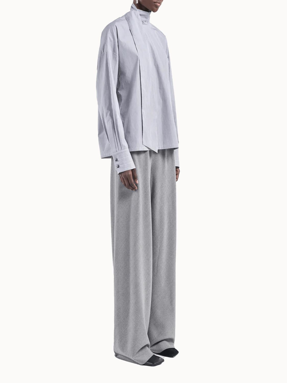 Maria McManus Scarf Long Sleeve Blouse in pinstriped black white - women's blouse - alternate view