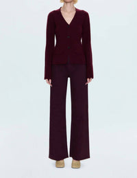 PISTOLA Penny High Rise Wide Leg Jeans in claret 4 - women's jeans - detail view