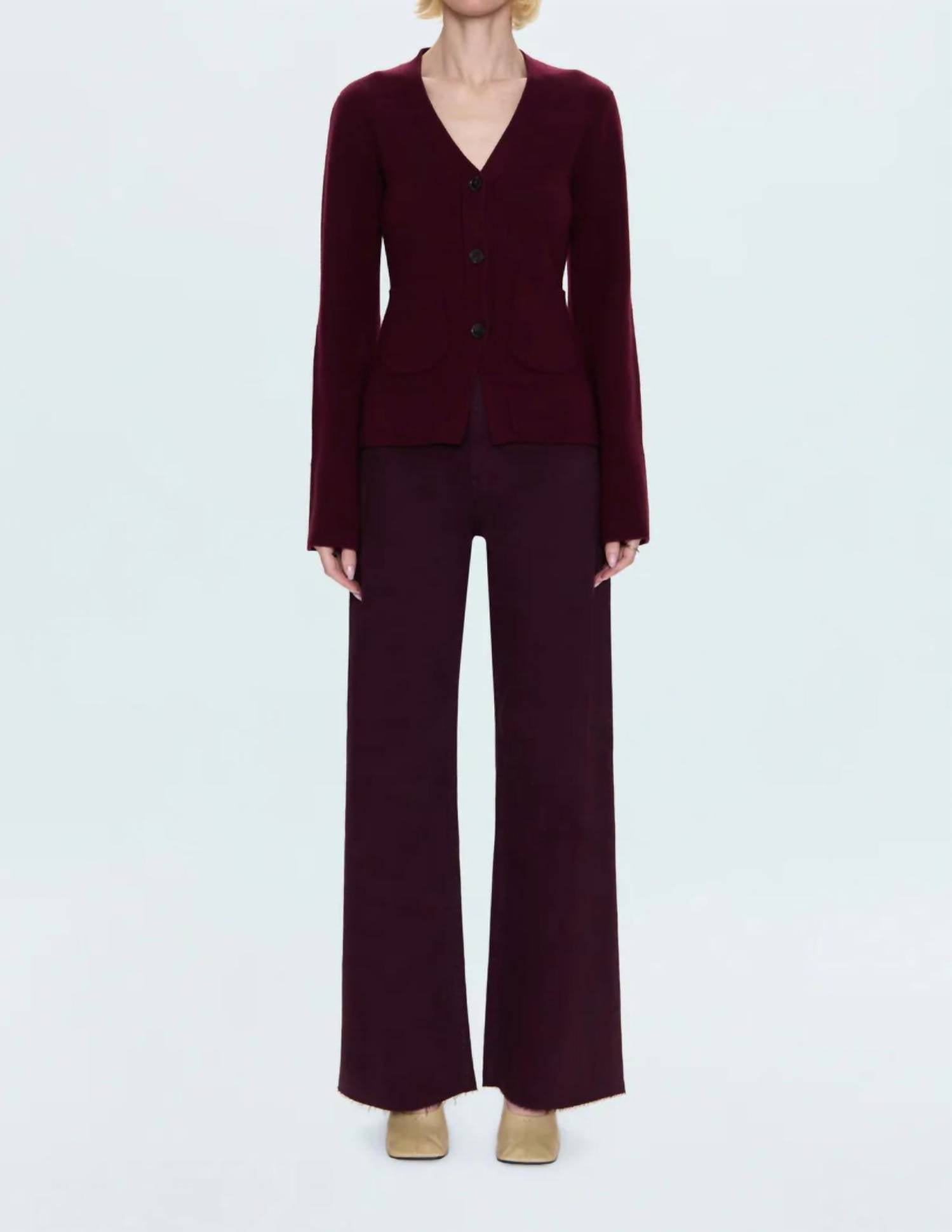 PISTOLA Penny High Rise Wide Leg Jeans in claret 4 - women's jeans - detail view