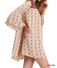 Umgee - Floral Keyhole Bell Sleeve Dress