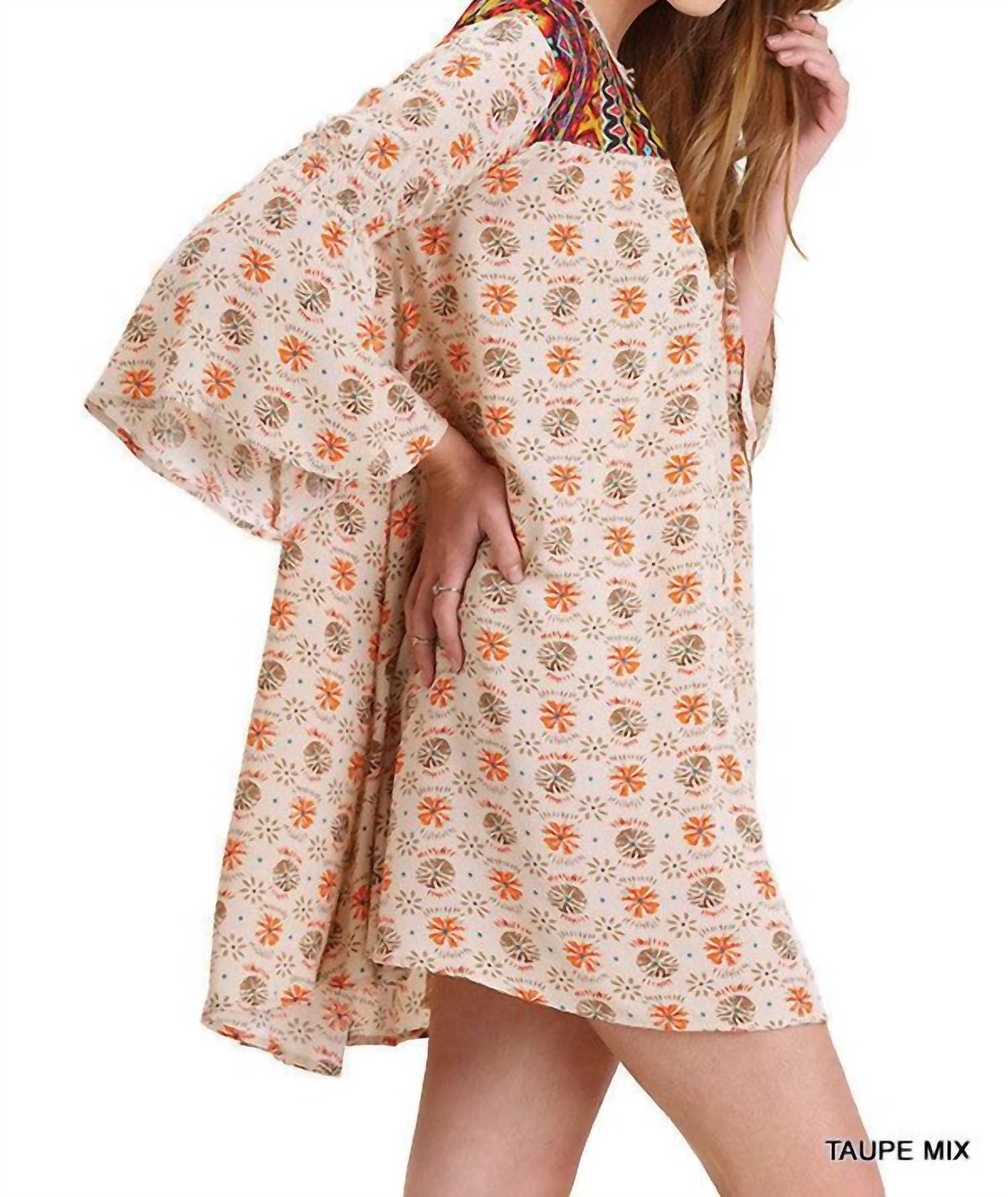 Umgee - Floral Keyhole Bell Sleeve Dress