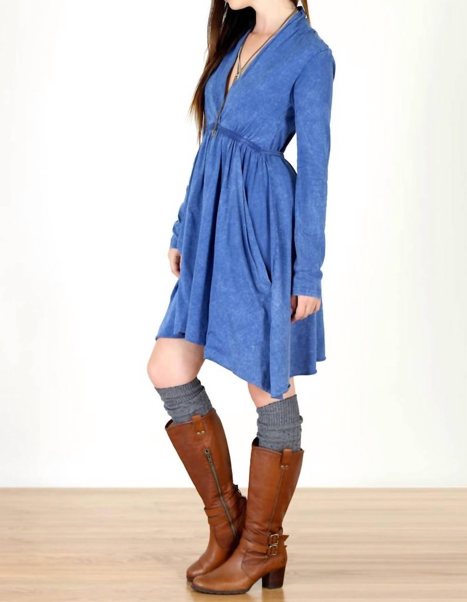 Tough Luv - Long Sleeve Grecian Goddess Pocket Dress