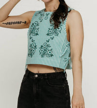 The Tiny Big Sister - Striped Embroidered Top