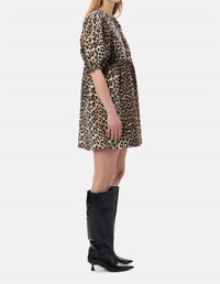 Ganni - Printed Cotton Tie String Mini Dress