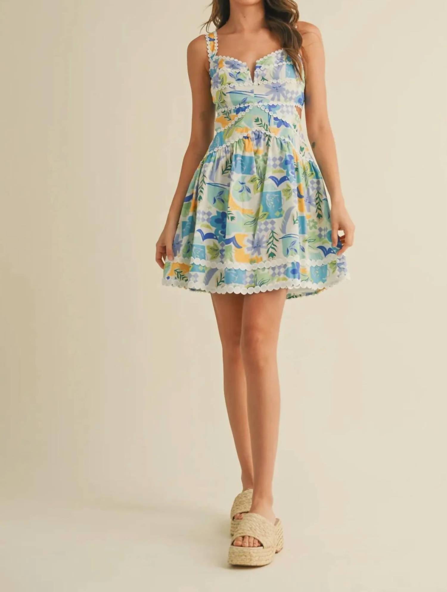 &Merci - Cut Out Lace Trim Mini Dress