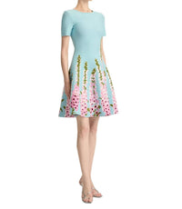 Oscar De La Renta - Allium Jacquard Fit And Flare Knit Dress