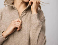 Splendid Sweatersoft Quarter Zip Sweater in light cedar heather - women's sweater - view 4