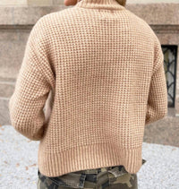 Lili Sidonio Knitted Sweater With High Collar in beige - women's sweater - detail view