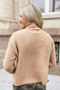 Lili Sidonio Knitted Sweater With High Collar in beige - women's sweater - alternate view