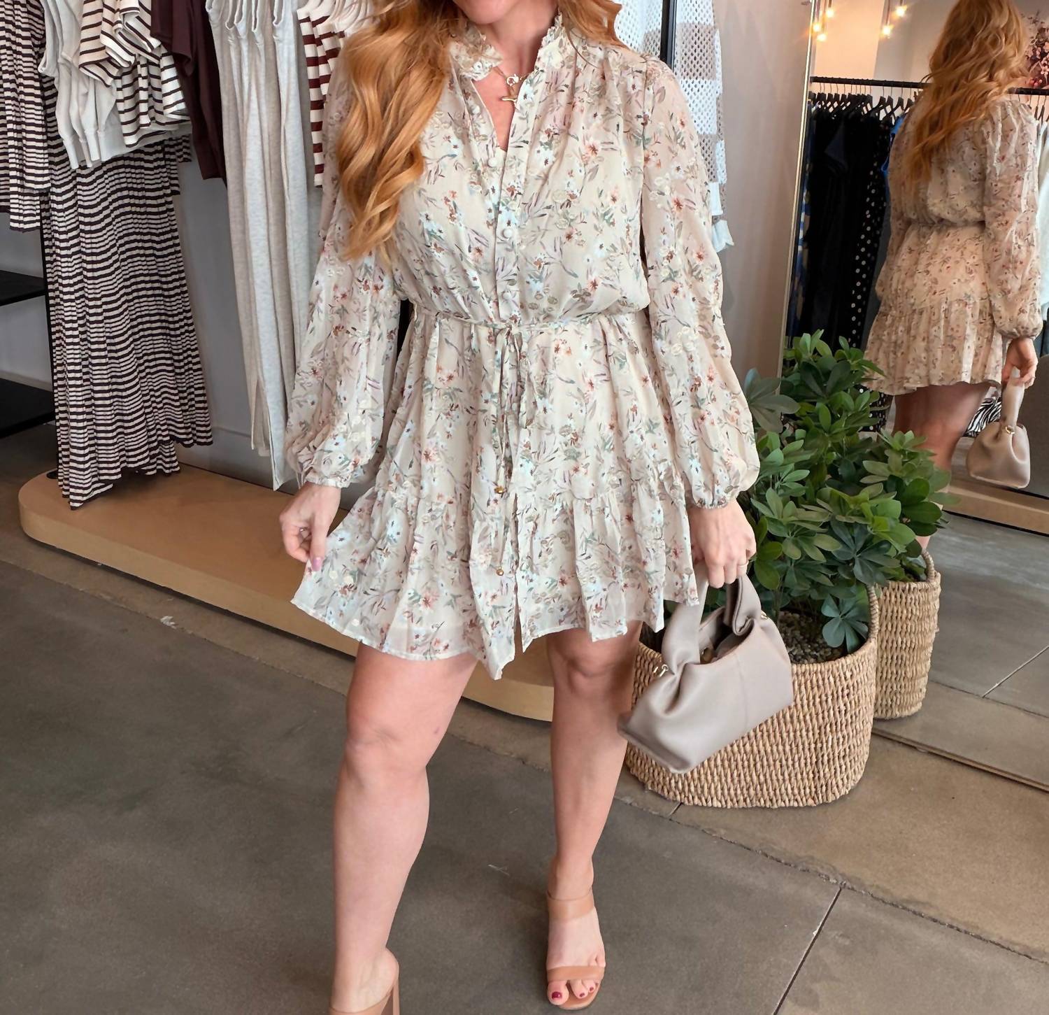 Fate Zoe Floral Mini Dress in taupe - women's dress - view 7